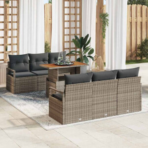 vidaXL Tuin Sofa Set met kussen 7 pcs Grijs