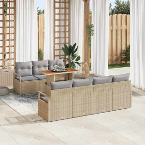 vidaXL Tuin Sofa Set met kussen met kussen 8 pcs Beige en Grijs