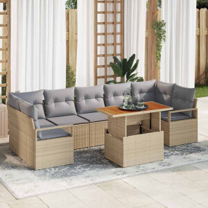vidaXL Tuin Sofa Set met kussen met kussen 8 pcs Beige en Grijs