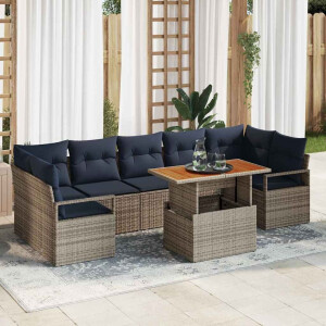 vidaXL Tuin Sofa Set met kussen 8 pcs Grijs en Marineblauw