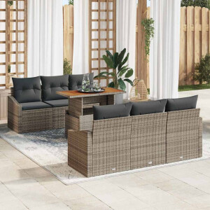 vidaXL Tuin Sofa Set met kussen met kussen 7 pcs Grijs en Bruin