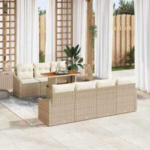 vidaXL Tuin Eetset met kussen 8 pcs Beige en Crème