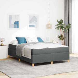 vidaXL Bedframe met matras Donkergrijs 140 x 190 cm Stof