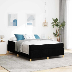 vidaXL Boxspring bed met matras Wit en zwart 140 x 190 cm Stof