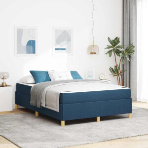 vidaXL Boxspring bed Anders Blauw en Wit 160 x 200 cm Stof