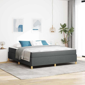 vidaXL Bedframe met matras Donkergrijs 180 x 200 cm Stof