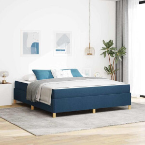 vidaXL Boxspring bed Anders Blauw en Wit 180 x 200 cm Stof