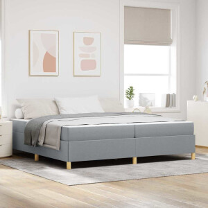 vidaXL Boxspring bed Anders Lichtgrijs en Wit 200 x 200 cm Stof