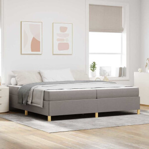 vidaXL Boxspring bed Anders Taupe en Wit 200 x 200 cm Stof