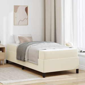 vidaXL Bedframe met matras Crème 90 x 200 cm Kunstleer