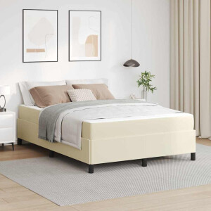 vidaXL Bedframe met matras Crème 140 x 190 cm Stof