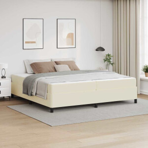 vidaXL Bedframe met matras met matras Crème 200 x 200 cm Kunstleer