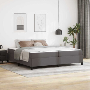 vidaXL Bedframe met matras Grijs 200 x 200 cm Kunstleer