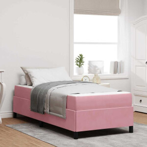 vidaXL Bedframe met matras Roze 100 x 200 cm Stof