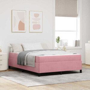 vidaXL Bedframe met matras Roze 140 x 190 cm Stof