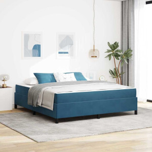 vidaXL Bedframe Anders Donkerblauw en wit 180 x 200 cm Fluweel