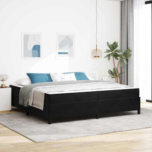 vidaXL Bedframe Anders Zwart en Wit en Zwart 200 x 200 cm Fluweel