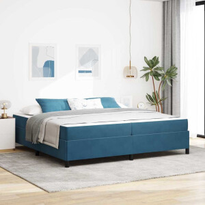 vidaXL Bedframe Anders Donkerblauw en wit 200 x 200 cm Fluweel