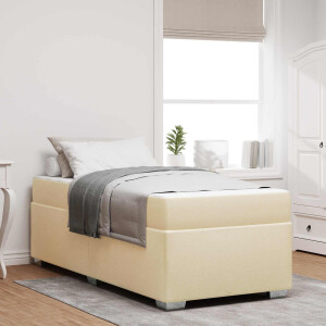 vidaXL Bedframe met matras Crème 90 x 190 cm Stof