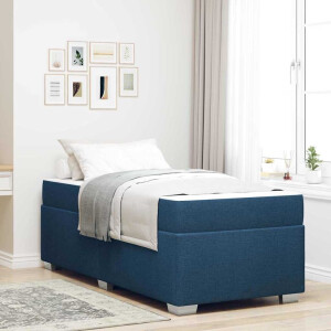 vidaXL Bedframe met matras Blauw 90 x 190 cm Stof