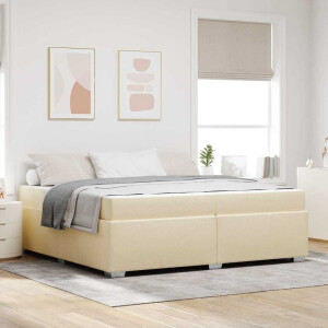 vidaXL Bedframe met matras Crème 200 x 200 cm Stof