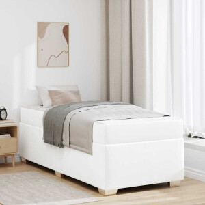 vidaXL Bedframe met matras Wit 90 x 190 cm Stof