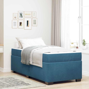 vidaXL Bedframe met matras Anders Donkerblauw 90 x 200 cm Fluweel