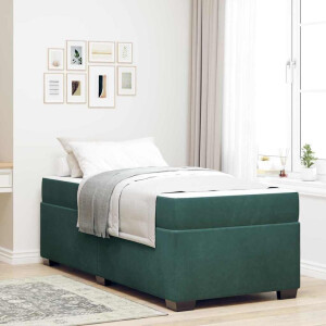 vidaXL Bedframe met matras Anders Donkergroen 100 x 200 cm Fluweel