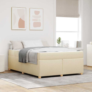 vidaXL Bedframe met matras Crème 140 x 200 cm Stof