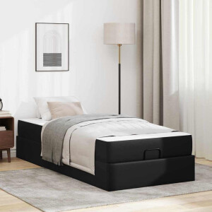 vidaXL Bedframe met matras Anders 2 pcs Zwart PVC