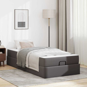 vidaXL Bedframe met matras Anders 2 pcs Grijs PVC
