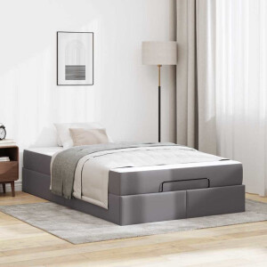 vidaXL Bedframe met matras Anders 2 pcs Grijs PVC