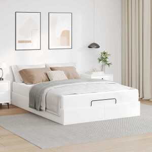 vidaXL Bedframe met matras Anders 2 pcs Wit PVC