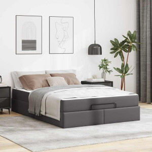 vidaXL Bedframe met matras Anders 2 pcs Grijs PVC
