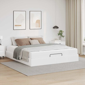 vidaXL Bedframe met matras Anders Zuiverwit 160 x 200 cm Kunstleer