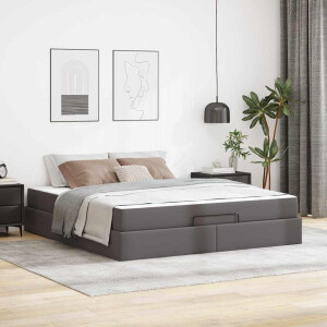 vidaXL Bedframe met matras Anders Grijs 180 x 200 cm Kunstleer