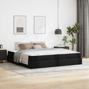 vidaXL Bedframe met matras met matras Zwart 200 x 200 cm Kunstleer