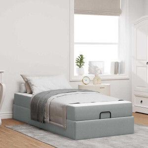 vidaXL Bedframe met matras 2 pcs Lichtgrijs Stof