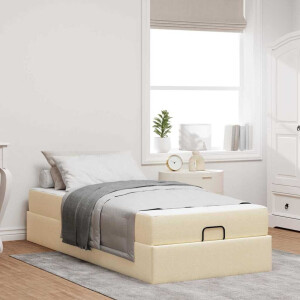 vidaXL Bedframe met matras 2 pcs Crème Stof