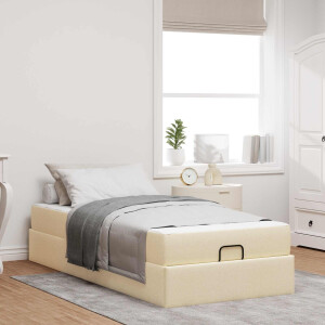 vidaXL Bedframe met matras 2 pcs Crème Stof