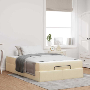 vidaXL Bedframe met matras Crème 120 x 190 cm Stof