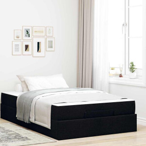 vidaXL Bedframe met matras 2 pcs Zwart Stof