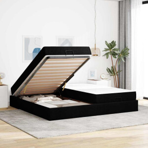 vidaXL Bedframe Anders met opslag Zwart 200 x 200 cm Stof