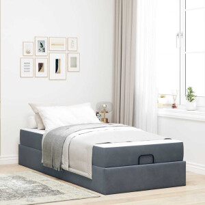 vidaXL Bedframe met matras met opslag Donkergrijs 90 x 190 cm Fluweel