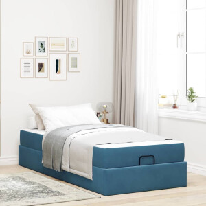 vidaXL Bedframe met opslag Blauw 90 x 200 cm Fluweel