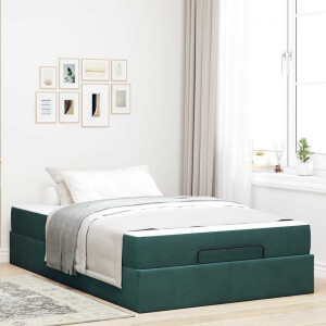 vidaXL Bedframe met matras met opslag Donkergroen 120 x 190 cm Fluweel