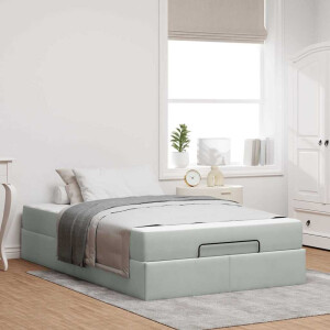 vidaXL Bedframe met matras met opslag Lichtgrijs 120 x 200 cm Fluweel