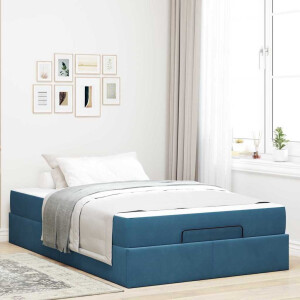 vidaXL Bedframe met opslag Blauw 120 x 200 cm Fluweel
