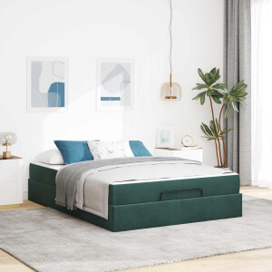 vidaXL Bedframe met matras met matras 2 pcs Groen Fluweel