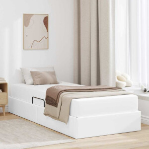 vidaXL Opslag bed met matras met matras met opslag 2 pcs Wit Leer